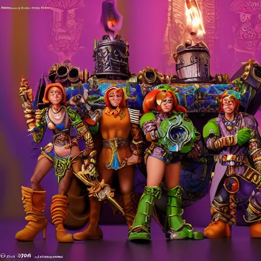 Prompt: scooby doo characters in warhammer 4 0 k by artem chebokha, hyper detailed, insane details, intricate, elite, ornate, elegant, luxury, dramatic lighting, octane render, weta digital, micro details, 3 d sculpture, structure, ray trace