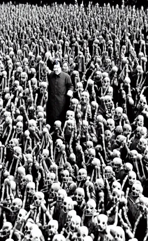 Image similar to mao zedong driving a crowd of skeletons