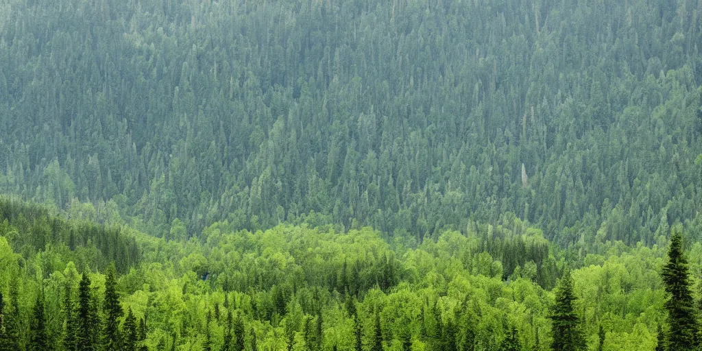 Prompt: A valley with forests and mountains