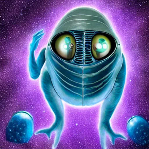 Prompt: the alien cosmic tardigrade that awaits you at the end of all of space and time, by walt disney