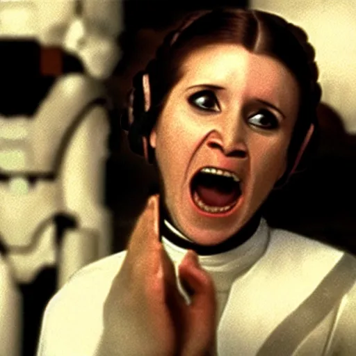 Image similar to a film still of princess leia screaming, artwork by caravaggio