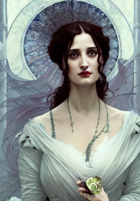 Image similar to sansa eva green, intricate, elegant, highly detailed, digital painting, artstation, concept art, smooth, sharp focus, illustration, art by artgerm and greg rutkowski and alphonse mucha and william - adolphe bouguereau