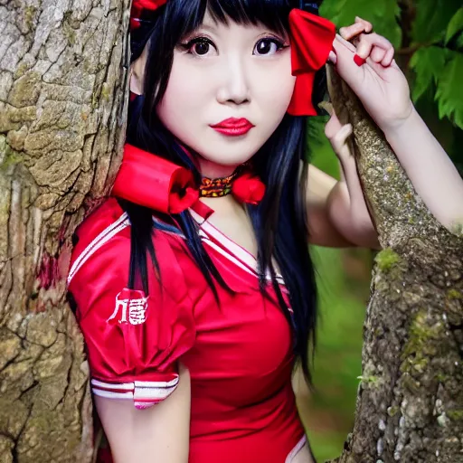 Prompt: reimu hakurei, iq 4, 1 5 0 mp, 5 0 mm, f 1. 4, iso 2 0 0, 1 / 1 6 0 s, natural light, adobe photoshop, adobe lightroom, photolab, affinity photo, photodirector 3 6 5