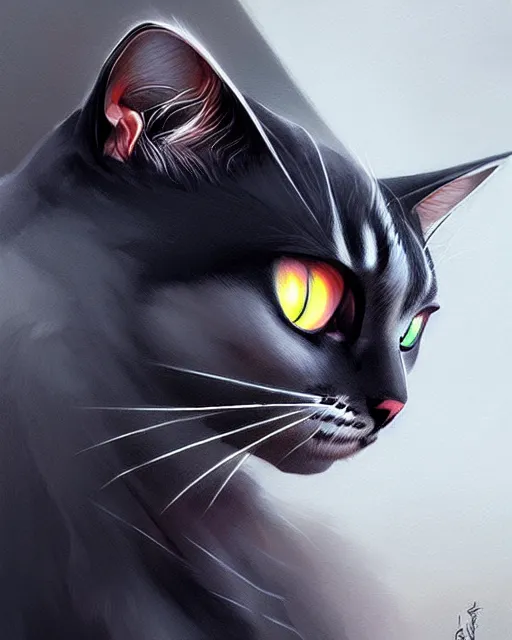 Image similar to A cat grim reaper, highly detailed, intricate feline patterns, sharp focus, art by Artgerm and Greg Rutkowski and WLOP