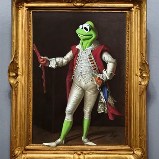 Image similar to Kermit the Frog VIII King of France, 1784, oil painting, London Art Museum