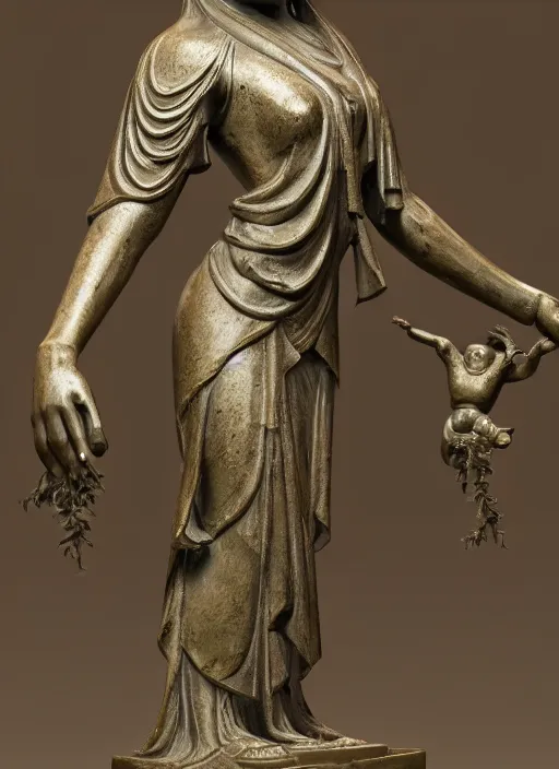 Image similar to a art deco sculpture statue of full body guanyin, intricate complexity,, statue by jane hamilton, ruan jia, character concept, radiant light,, frostbite 3 engine, cryengine, dof, trending on artstation, digital art, fantasy detailed abackground