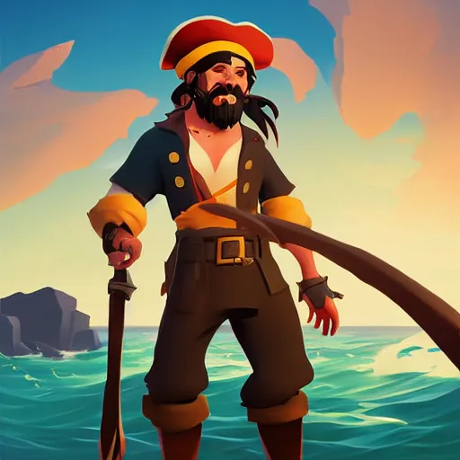 Image similar to painting jack the pirate on sea of thieves game avatar hero smooth face median photoshop filter cutout vector behance hd by jesper ejsing, by rhads, makoto shinkai and lois van baarle, ilya kuvshinov, rossdraws, illustration, art by ilya kuvshinov and gustav klimt