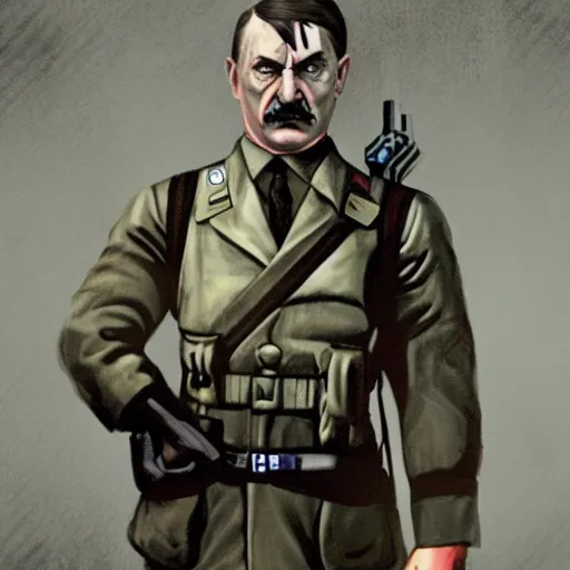 Image similar to adolf hitler as solid snake in metal gear solid