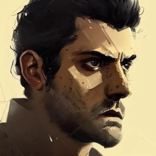 Prompt: portrait of a man by Greg Rutkowski, who looks like a mixture between Oscar Isaac, Henry Cavill and Pedro Pascal wearing military fatigues, scifi, highly detailed portrait, digital painting, artstation, concept art, smooth, sharp foccus ilustration, Artstation HQ