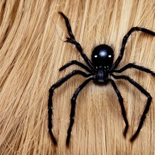 Image similar to a spider whose body is covered in long blonde hair