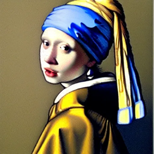 Image similar to A stupid husky with a pearl earring by Johannes Vermeer