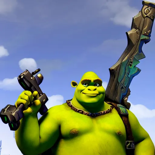 Image similar to shrek as a overwatch hero, ingame, focused, detailed, 4 k