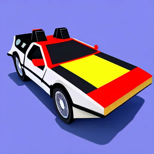 Image similar to back to the future delorean, mario kart 6 4 screenshot, low poly, aliased