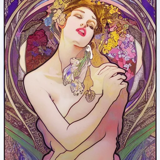 Prompt: artwork inspired by alfons mucha