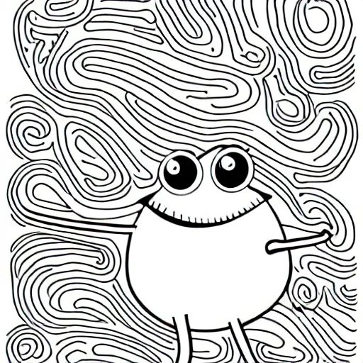 Image similar to book illustration of happy worm character, book illustration, monochromatic, white background, black and white image