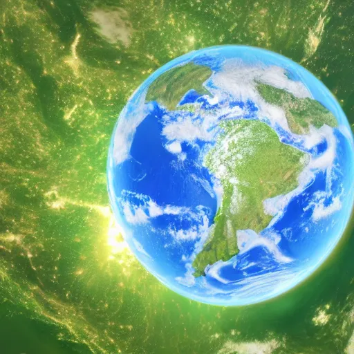 Image similar to 4k render of the earth smiling