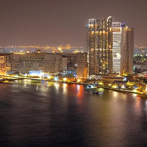 Prompt: hotel view of lagos nigeria during the night