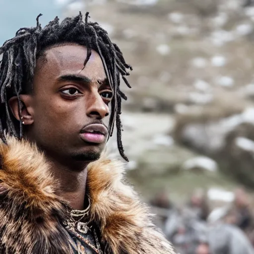 Image similar to playboi carti in vikings 4 k the detailed super realistic