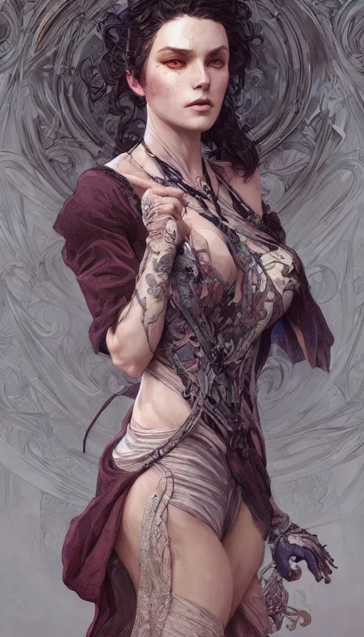 Prompt: Witch, passionate , seductive, sweaty, intricate fashion clothing, insane, intricate, highly detailed, digital painting, artstation, concept art, smooth, sharp focus, illustration, Unreal Engine 5, 8K, art by artgerm and greg rutkowski and alphonse mucha