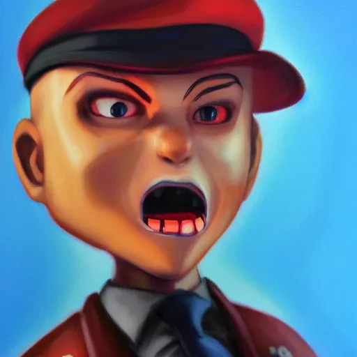 Image similar to pyro from team fortress 2, portrait, oil painting, high detail