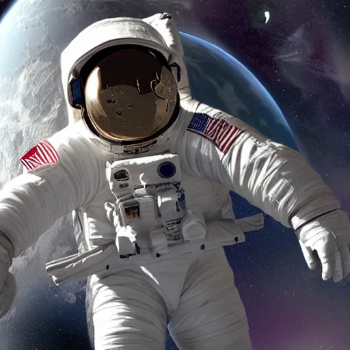 Image similar to Among us Astronaut,realistic, 3d