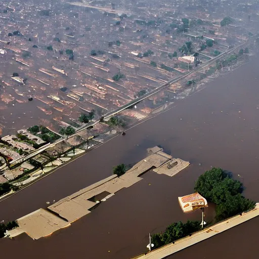 Image similar to st louis completely under water, and on fire, 4 k,