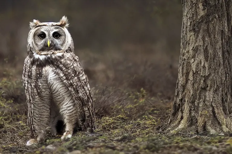 Image similar to wildlife photography of an Owl bear hybrid bear owl by Emmanuel Lubezki