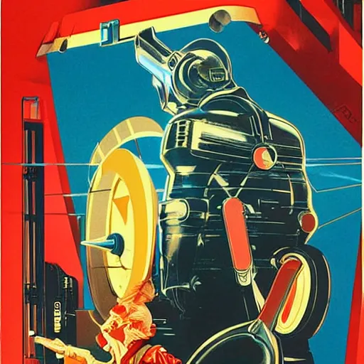 Prompt: a retro futuristic poster design by drew struzan & joseph christian leyendecker,