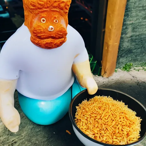 Image similar to Ginger man having the time of his life with a bowl of rice