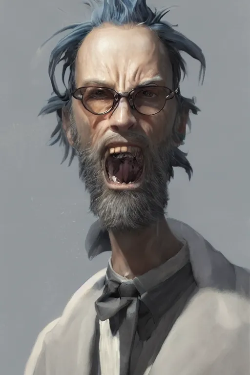 Prompt: rpg character art of a mad scientist, highly detailed, half - body composition, by jeremy lipking, by studio ghibli, by disney, video game fanart, gorgeous face