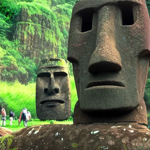 Image similar to moai, studio ghibli film