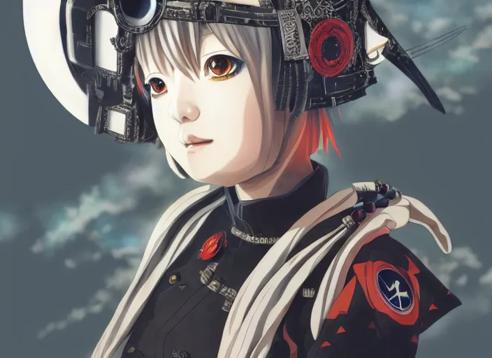 Image similar to last exile, editorial illustration colorful, anime portrait of shiina ringo, murata range, manga, ilya kuvshinov, fine texture, realistic shading, fine details, matte colors, dramatic lighting, dynamic composition, mucha, moody, vivid, volumetric, stippled lighting, cinematic