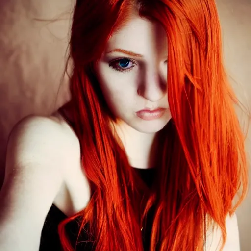 photoshoot portrait of a teen emo girl, blonde and red | Stable ...
