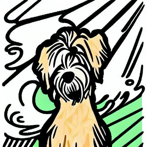 Image similar to wheaten terrier in the style of roy lichtenstein