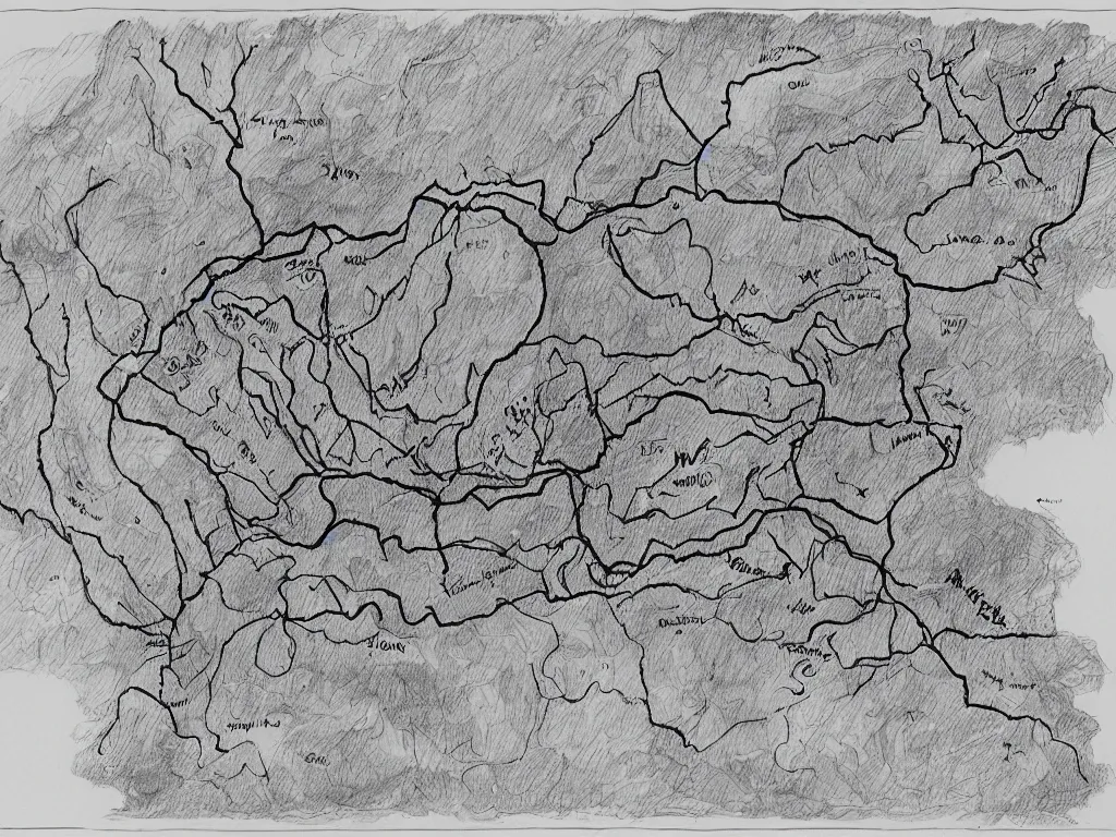 Image similar to A map of South Carolina's cave system, Ink drawing by Deven Rue, fine point pen