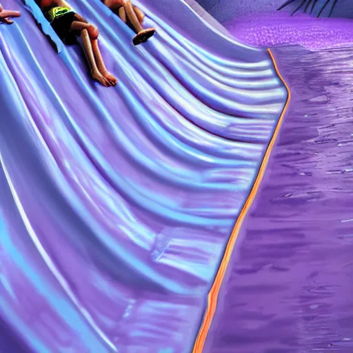 Image similar to a bloody water slide in the nigth, purple, moody, dark, artistic, digital art, blue and purple, epic