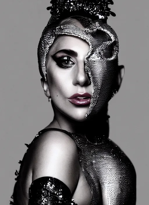 Prompt: lady gaga photoshoot by kane skennar, highly realistic. high resolution. highly detailed. dramatic. 8 k. 4 k.
