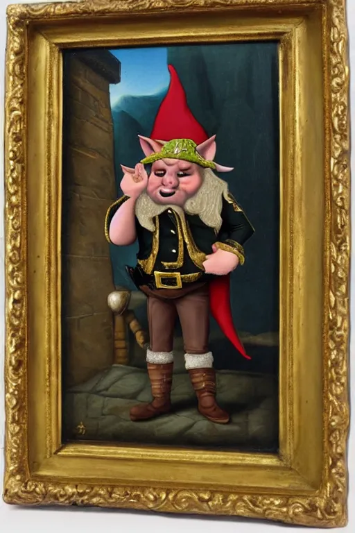 Image similar to high fantasy elf mall cop with a sheriff's badge that is fat, shifty, 1500s Oil Portrait, Carvagio