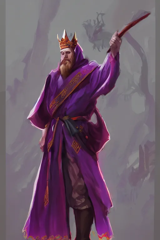 Prompt: king with a purple and scarlet robe, artstation