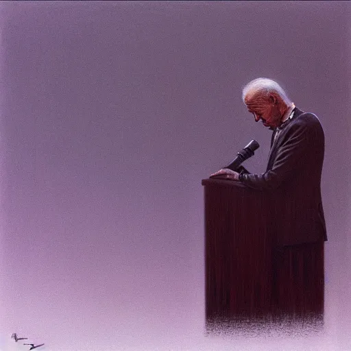 Image similar to Joe Biden. Regret. Zdzisław Beksiński