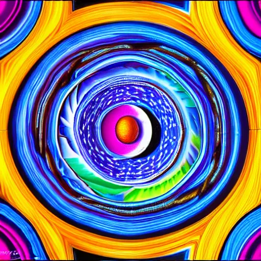Prompt: photorealistic hyperdetailed abstract painting of the abstract sun and the abstract moon, whose lights entangle in multiple inverse colourful surreal spirals