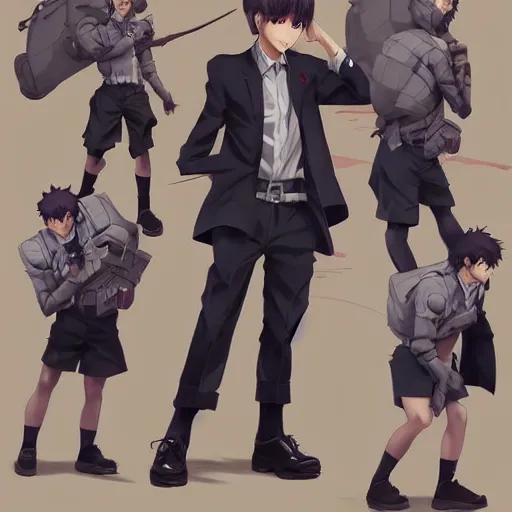 Prompt: anime fully body shot of a school boy dressed in uniform by stanley artgerm lau wlop rossdraws james jean andrei riabovitchev marc _ simonetti and sakimichan tranding on artstation