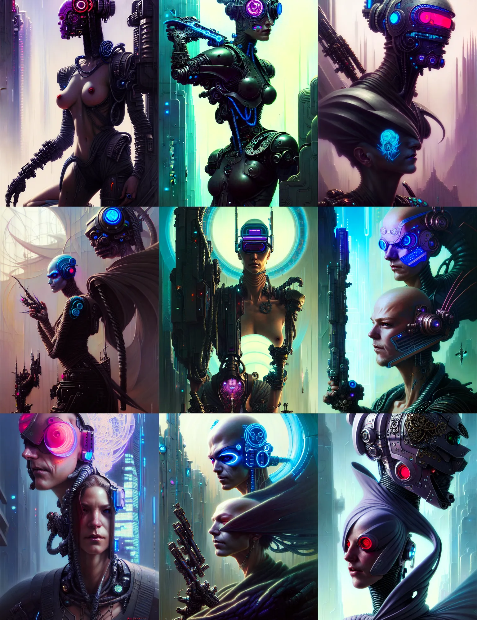 Image similar to beautiful cyberpunk fantasy character portrait, ultra realistic, cyborg, wide angle, intricate details, ninja artifacts, highly detailed by peter mohrbacher, hajime sorayama, wayne barlowe, boris vallejo, aaron horkey, gaston bussiere, craig mullins