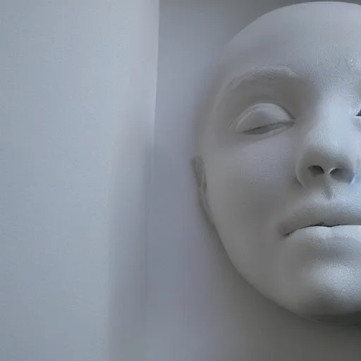 Image similar to sculpture of block of ice produces beautiful woman's face