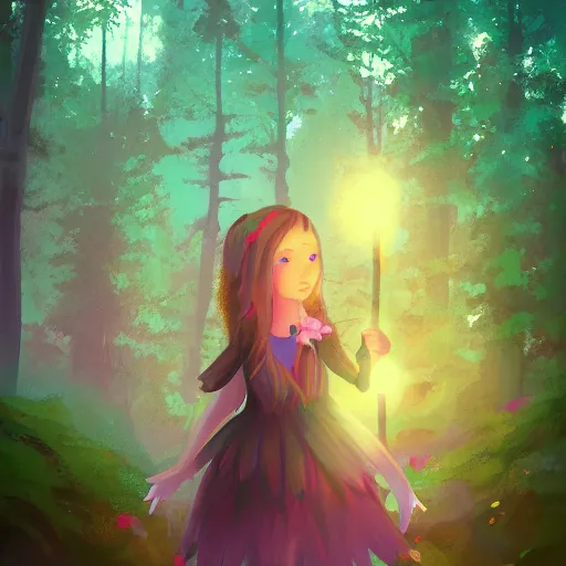 Prompt: a woodland clothing shore run by a fae princess 4 k ultra detailed colorful cute artstation trending enigmatic lighting soft bokeh diffuse