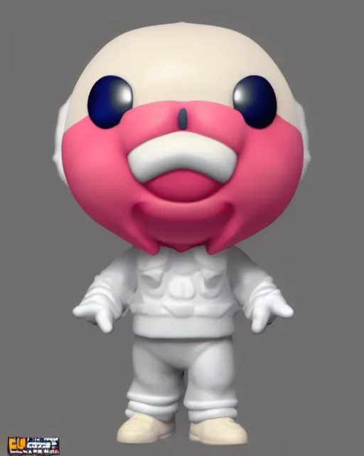 Image similar to full body 3d render of Kirby as a funko pop, studio lighting, white background, blender, trending on artstation, 8k, highly detailed