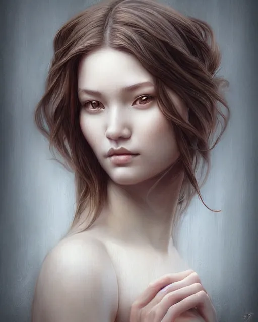 Prompt: carved wood beauty portrait, by artgerm and wlop