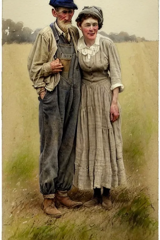 Image similar to (((((1950s farmer and his wife. muted colors.))))) by Jean-Baptiste Monge !!!!!!!!!!!!!!!!!!!!!!!!!!!