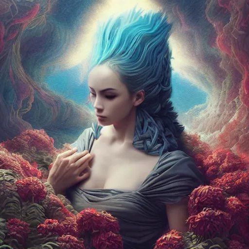 Image similar to by artgerm and agostino arrivabene, visually stunning, cinematic, ultra realistic, hyper realism, epic, octane render, unreal engine, vfx, geisha in garden, murloc tinyfin, dread infernal, wee whelp, battle ram