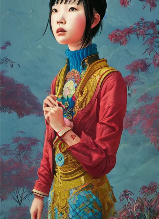 Image similar to lovely yunnan girl : : by martine johanna and simon stalenhag and chie yoshii and casey weldon and wlop : : ornate, dynamic, particulate, rich colors, intricate, elegant, highly detailed, centered, artstation, smooth, sharp focus, octane render, 3 d